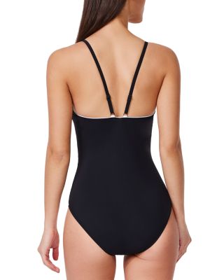 Contrast High Neck One Piece Swimsuit