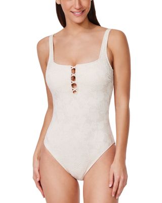 Floral Square Neck One Piece Swimsuit