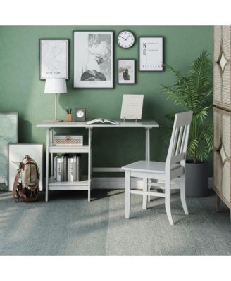 Salina Solid Wood 2-Shelf Writing Desk with Chair