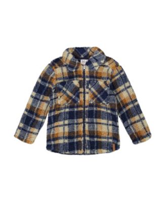 Boys' Faux Fur Long Sleeve Zip Front Overshirt - Little Kid