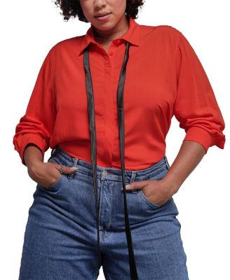  The Empower Long Sleeve Bow Button Up