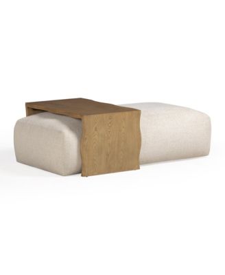 Spencer Performance Basketweave Ottoman with Bridge Table
