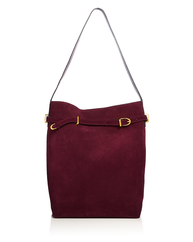 Madewell The Belted Suede Satchel Bag In Burgundy