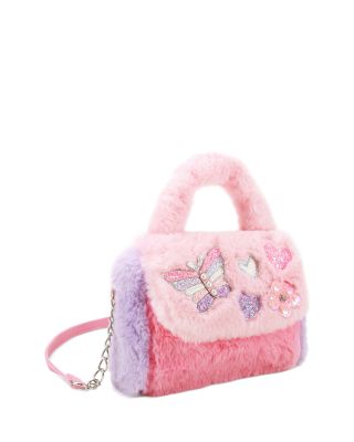 Girls' Butterfly Appliqu&eacute; Faux Fur Crossbody Bag