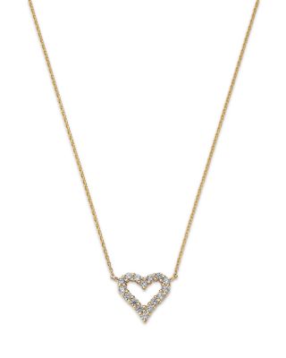 Diamond Heart Pendant Necklace in 14K Yellow Gold, 0.16 tcw