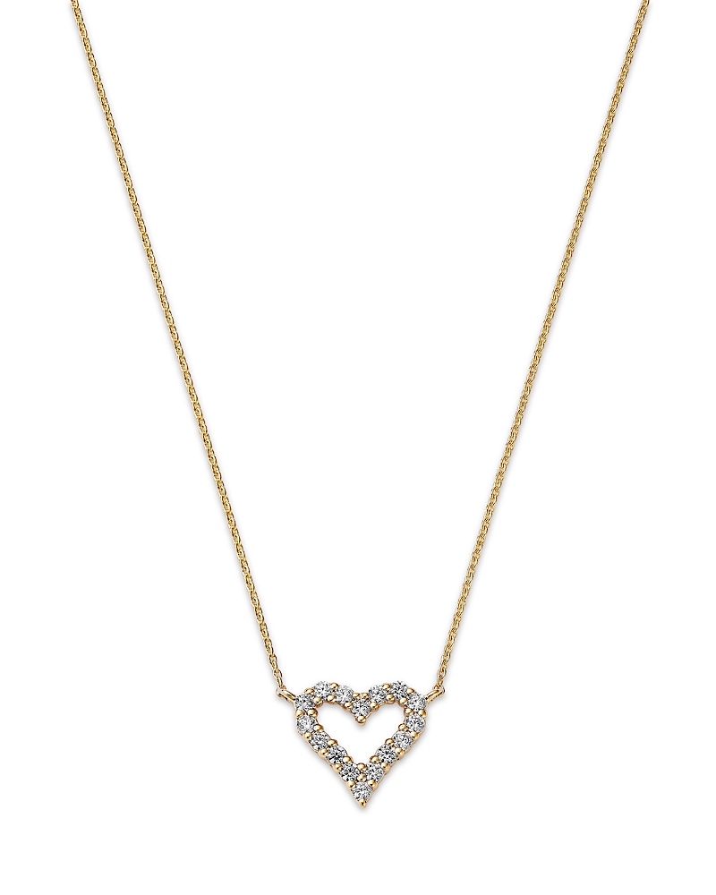 Bloomingdale's Fine Collection Diamond Heart Pendant Necklace In 14k Yellow Gold, 0.16 Tcw In Gold