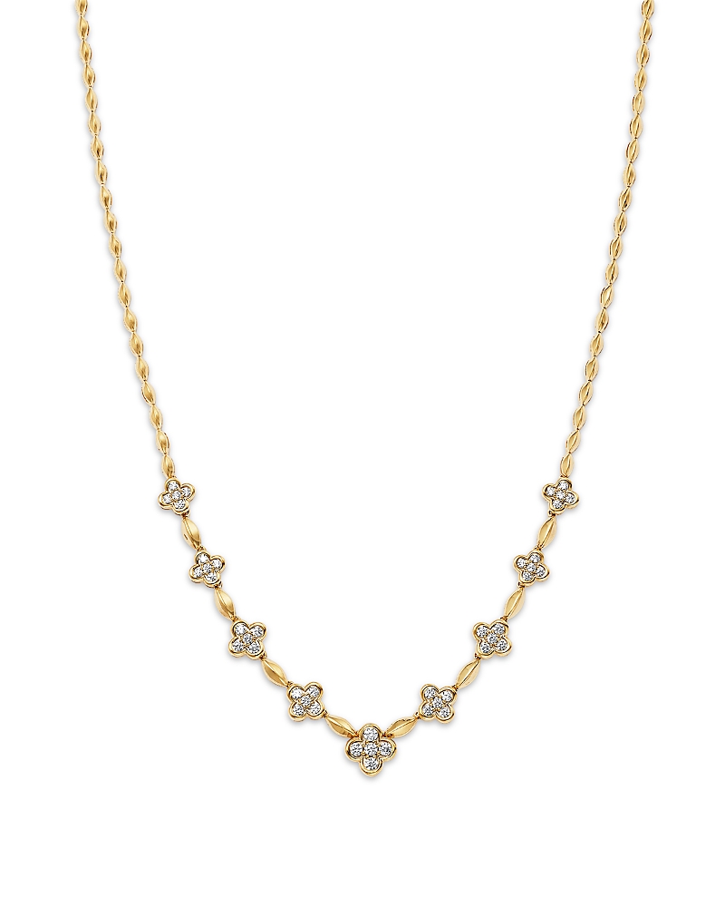 Bloomingdale's Fine Collection Diamond Clover Station Necklace in 14K Yellow Gold, 1.0 tcw
