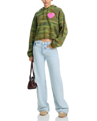 Heart Camouflage Cropped Hoodie 