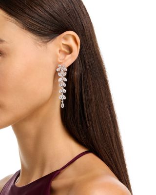 Diamond Flower Drop Earrings in 18K White Gold, 3.5 tcw