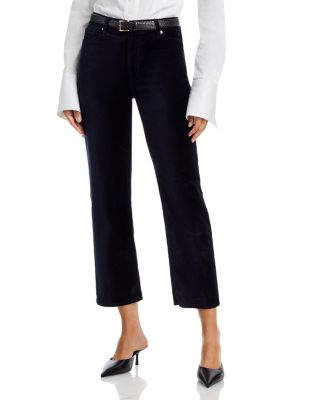 Le Sleek Straight High Rise Jeans in Navy Velvet