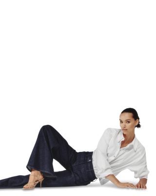 Petite Bella Mid Rise Wide Patch Pocket Jeans in Dark Blue