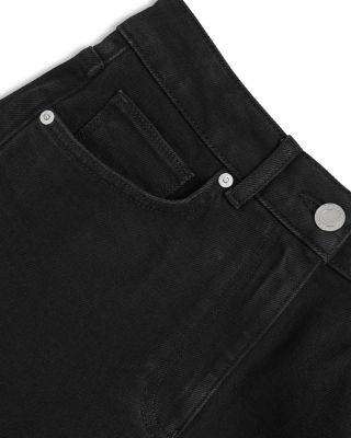 Petite Selin Mid Rise Straight Leg Jeans in Black