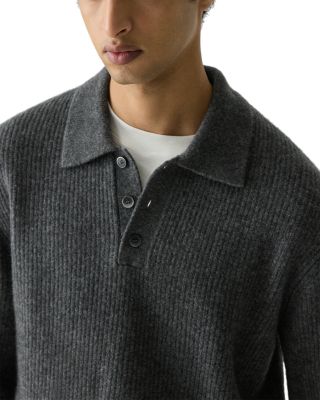 Ribbed Long Sleeve Polo Sweater