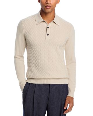 Parquet Stitch Long Sleeve Polo Sweater