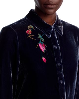 Velvet Bell Sleeve Blouse