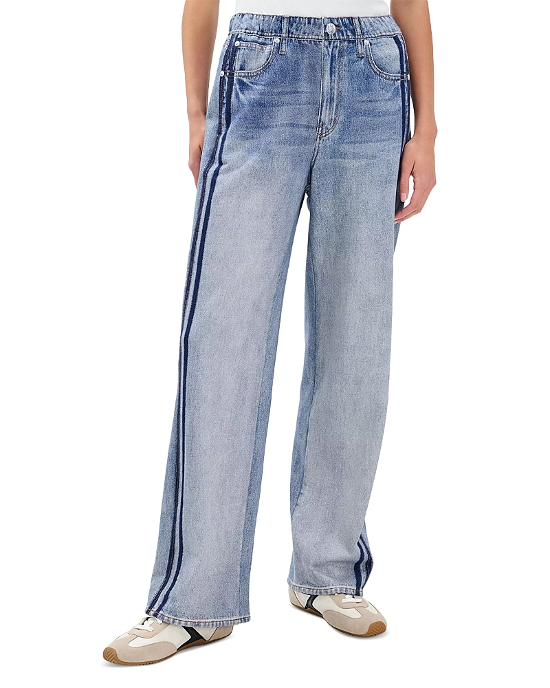 Rag & Bone Miramar Terry Wide Leg Track Pants In Blue