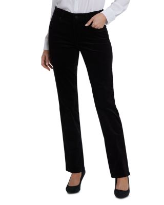 Marilyn Velveteen High Rise Straight Jeans in Black