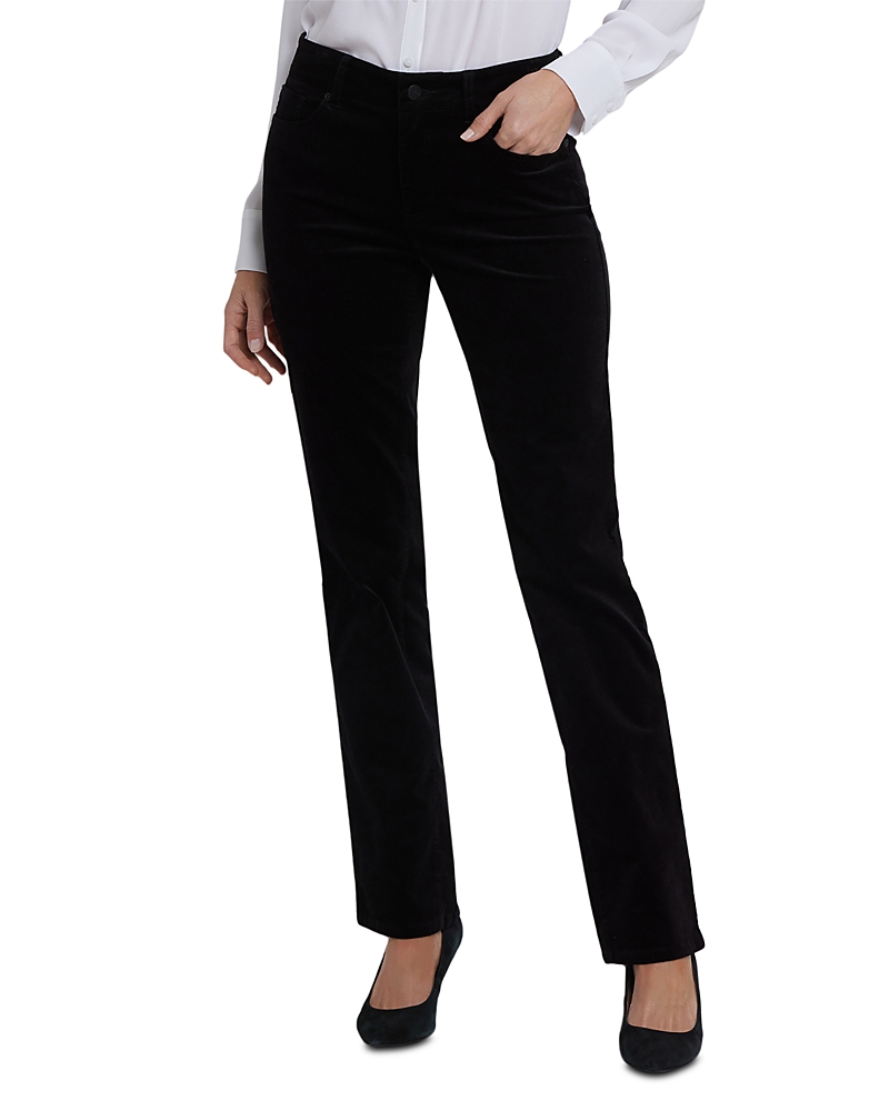 Nydj Marilyn Velveteen High Rise Straight Jeans In Black In Black