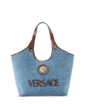 Versace La Medusa Denim & Leather Tote | Bloomingdale's Handbags