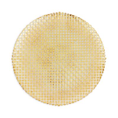 Rufolo Glass Gold Basketweave Large Round Platter