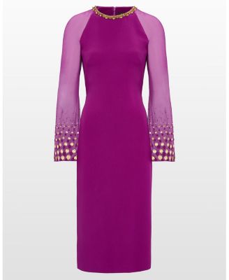 Eurabia Mesh-Sleeve Midi Dress
