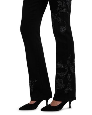 Marilyn Embroidered High Rise Straight Jeans in Black Rinse