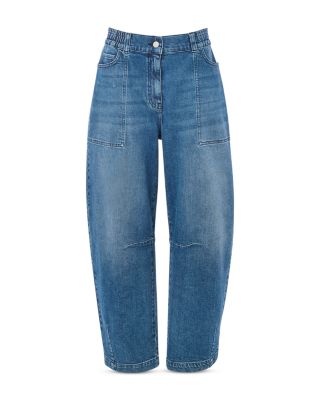 Elasticated Waist Barrel Jean in Denim