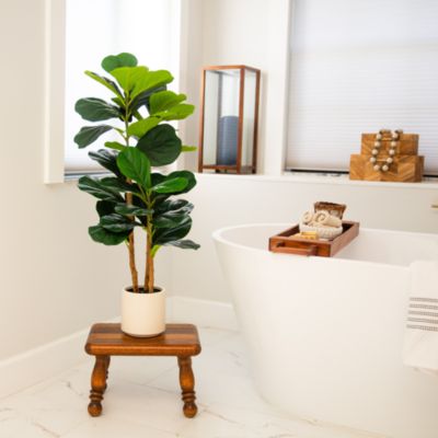 3&#39; Artificial Fiddle Leaf Tree in Decorative White Planter