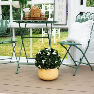15" UV Resistant Artificial Boxwood and Gardenia Topiary Plant (Indoor/Outdoor)