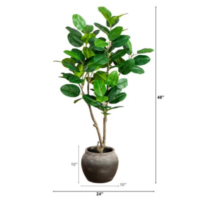 4&#39; Artificial Audrey Ficus Tree in Rustic Decorative Planter