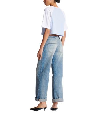 Cropped T-Shirt with Balmain Paris Print