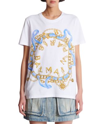 T-Shirt with Balmain Paris Chain Print