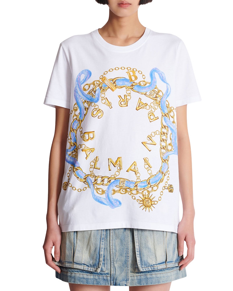 Balmain Paris Chain Print In White