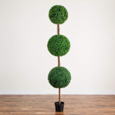 8' UV Resistant Artificial Triple Ball Boxwood Topiary Tree 