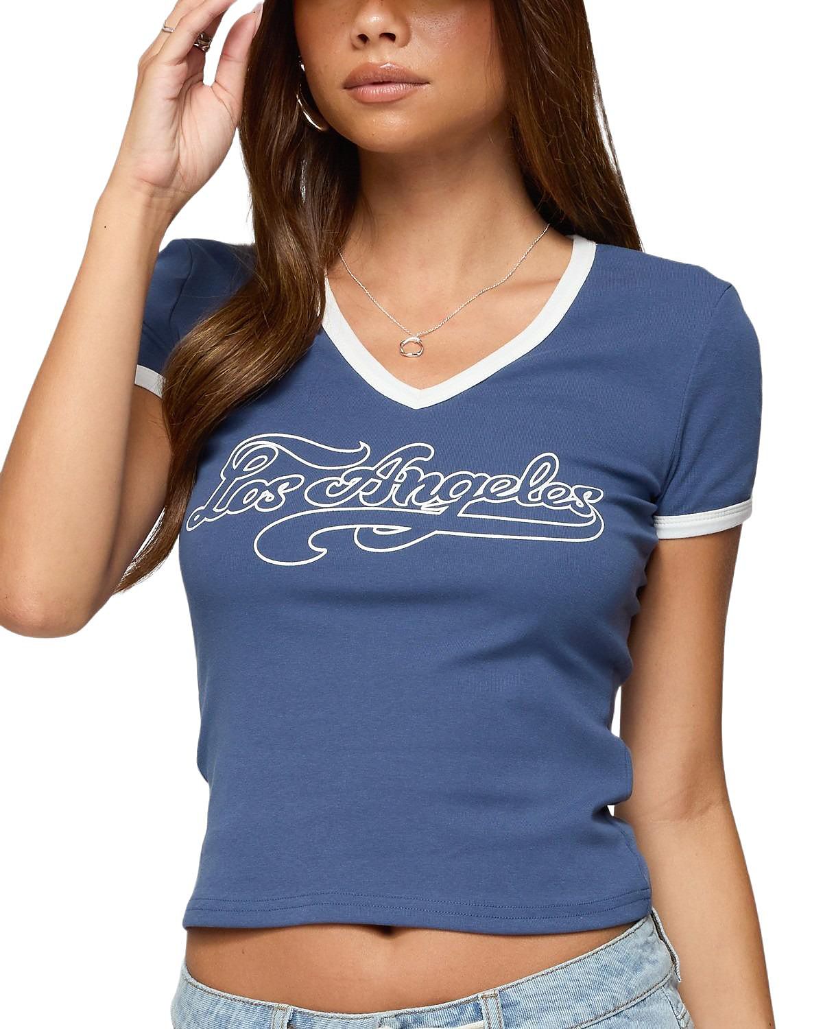 Edikted Los Angeles Contrast T Shirt