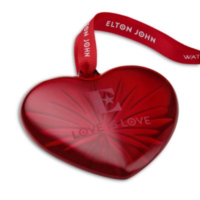 Elton John AIDS Foundation Crystal Red Heart Ornament