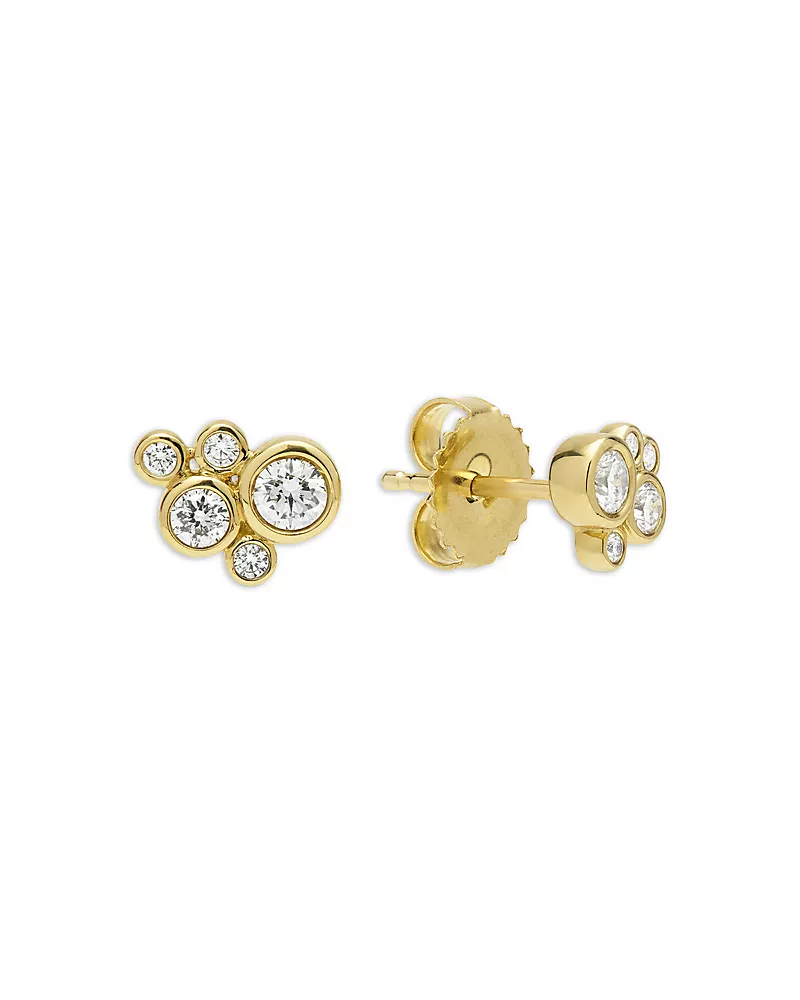 Lagos 18K Yellow Gold Fizz Diamond Bezel Cluster Stud Earrings