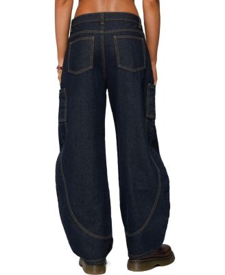 Aden Contrast Stitch Barrel Dark Rinse Wash Jeans