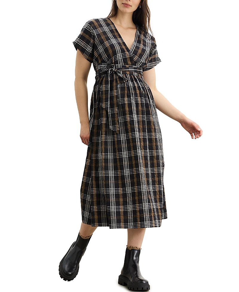 Hatch Collection The Autumn Plaid Carolina Dress In Black