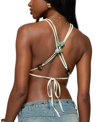 Strappy Backless Cowl Neck Top