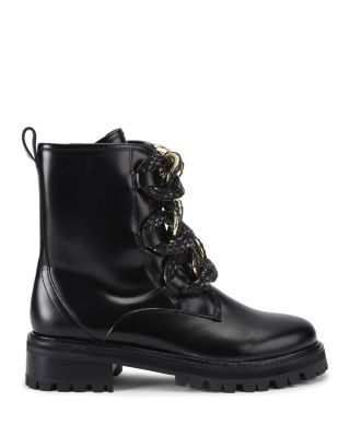Women's Crystal Chain Combat Boots