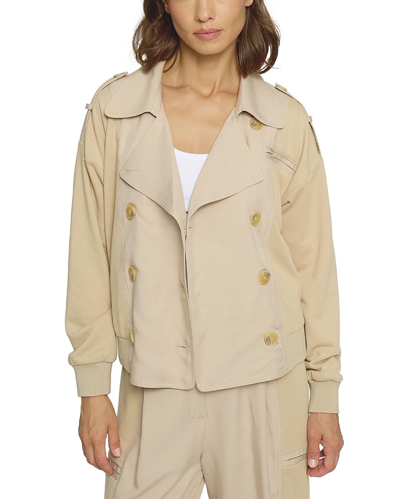 Central Park West Women's Mixed Media Trench Bomber In Brown