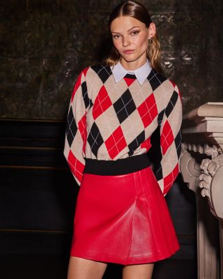 Carolann Collared Cropped Argyle Sweater