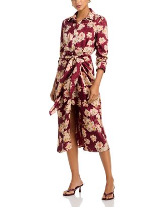 jacey silk knotted shirt dress Cinq  Sept Jacey Silk Knotted Shirt Dress In Peacock Blue