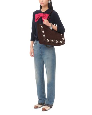 Nellc&ocirc;te Medium Shopping Tote Bag in Suede