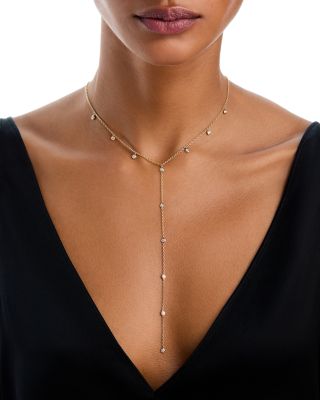 Diamond Lariat Necklace in 14K Yellow Gold, 0.6 tcw