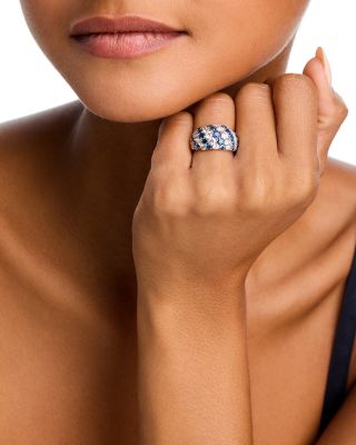 Sapphire & Diamond Band Ring in 14K White Gold