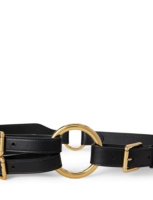 Women's Leather Tri Strap O Ring Belt