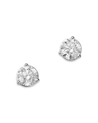Certified Lab Grown Diamond Stud Earrings in 18K White Gold, 2.0 tcw
