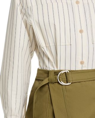 Long Sleeve Combo Shirt Dress with Flounce